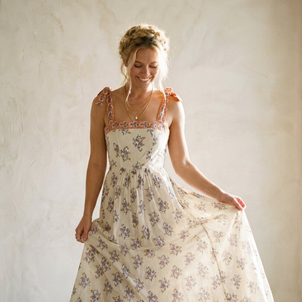 NWT Bloomingdales Santa Barbara Dress Patrons of Peace Dress Floral Boho Midi SM - Picture 3 of 16